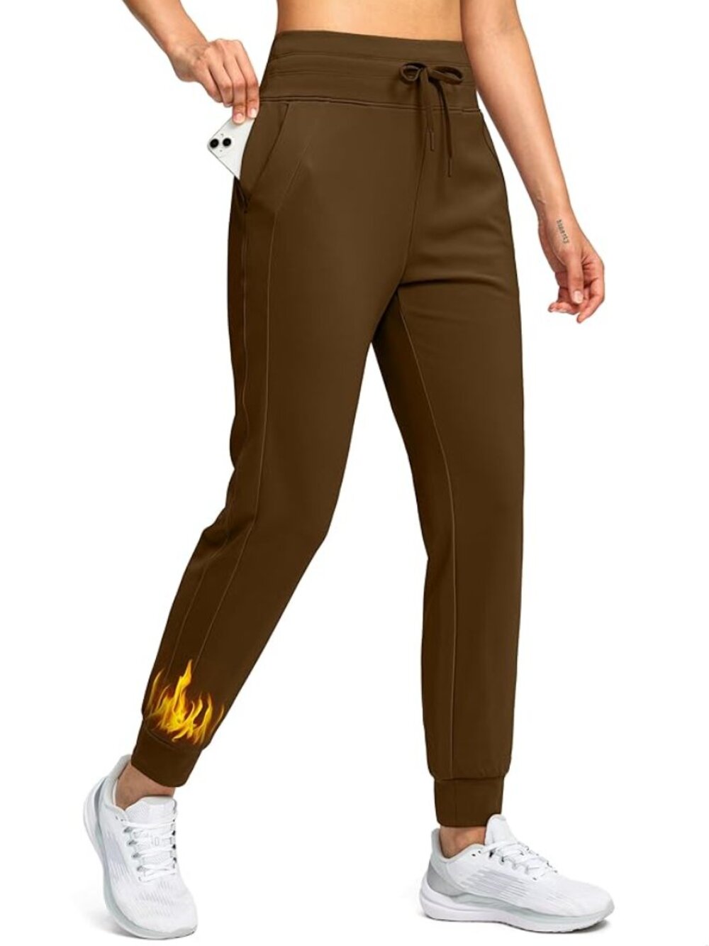 Soothfeel Women's Fleece Lined Joggers Large (Brown)